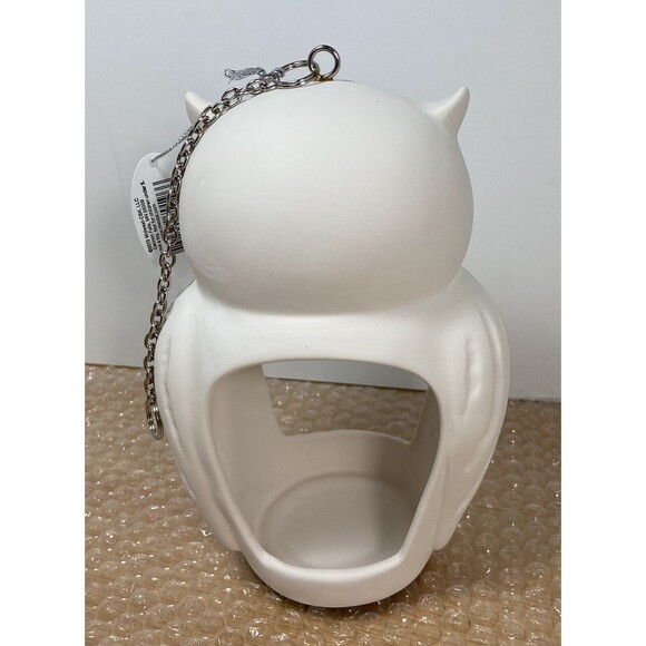 Midwest-CBK White Bisque Ceramic Owl Tealight Candle Holder 7.5 Inches Tall - Picture 5 of 7